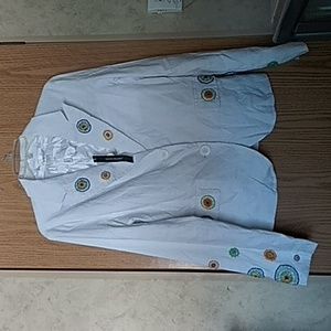 Peppe Peluso White Jacket w/ Beaded Accents Large